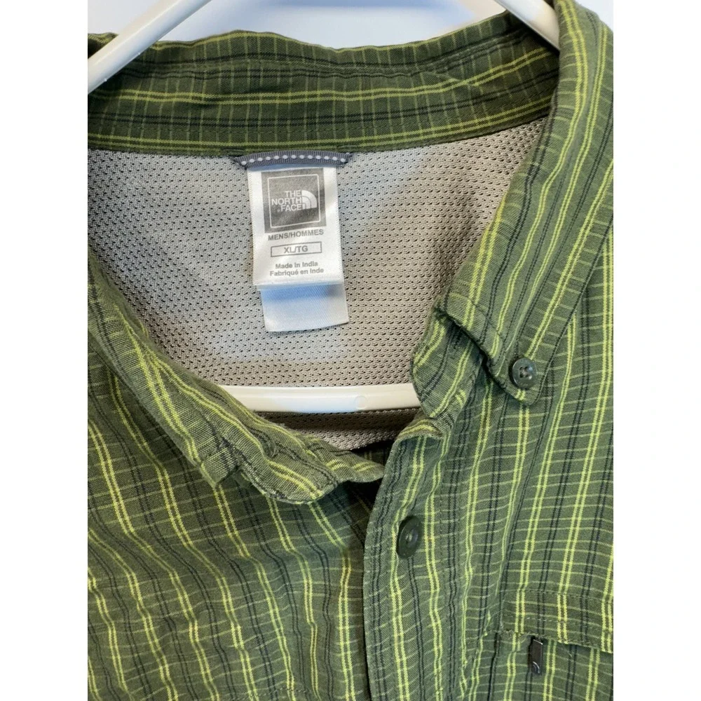 Mens The North Face‎ Long Sleeve Green Plaid Button Up Outdoor Shirt Size XL